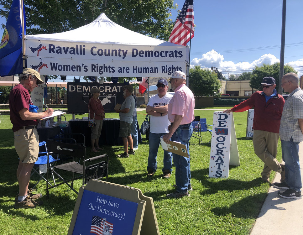 Ravalli County Democrats' booth at the Hamilton Farmers' Market